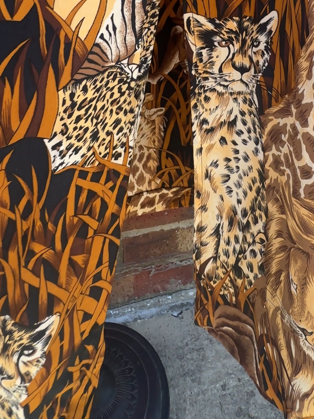 Regina Porter 100% Silk Skirt Safari Print Animal Print BOHO Luxe Vintage Nature - Picture 4 of 11